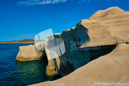 Image of Famous Sarakiniko beach on Milos island in Greece