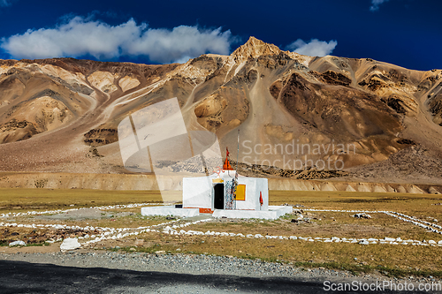 Image of Small Hindu temple in Sarchu on Manali-Leh road to Ladakh, India