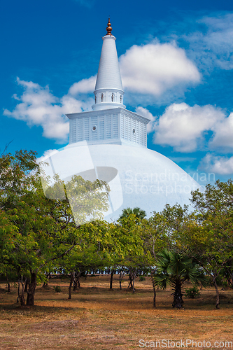 Image of Ruwanweliseya Dagoba buddhist stupa tourist and pilgrimage site. Anuradhapura, Sri Lanka