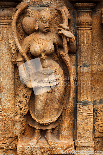 Image of Bas reliefes in Hindu temple. Sri Ranganathaswamy Temple. Tiruchirappalli Trichy , Tamil Nadu, India