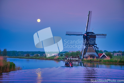 Image of Windmills at Kinderdijk in Holland. Netherlands