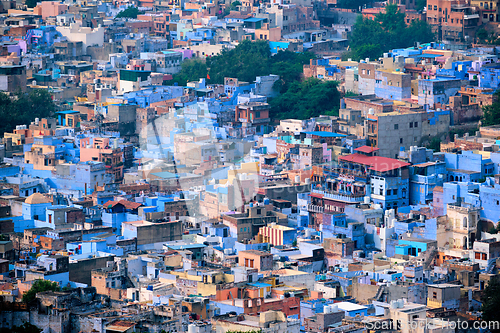 Image of Aerial view of Jodhpur Blue City. Jodphur, Rajasthan, India