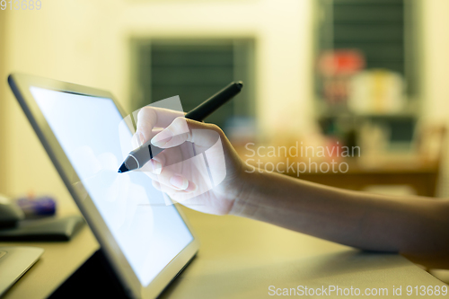 Image of Woman design on digital tablet 