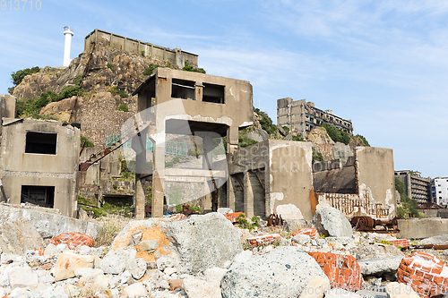 Image of Abandoned Gunkanjima in Nagasaki city of Japan
