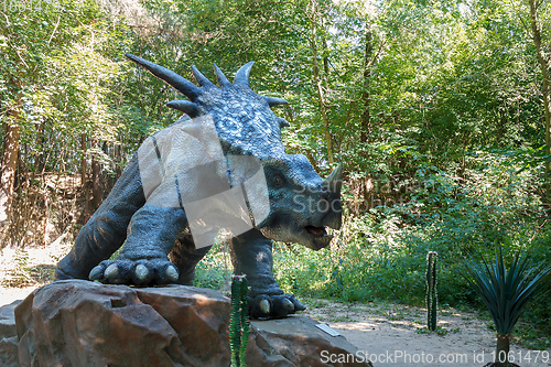 Image of prehistoric dinosaur styracosaurus in nature