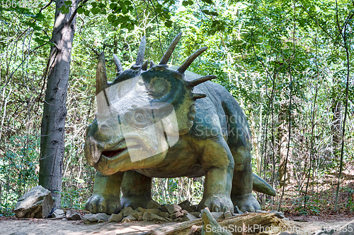 Image of prehistoric dinosaur styracosaurus in nature