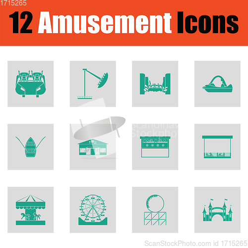 Image of Amusement park icon set