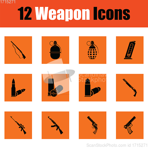 Image of Set of twelve weapon icons