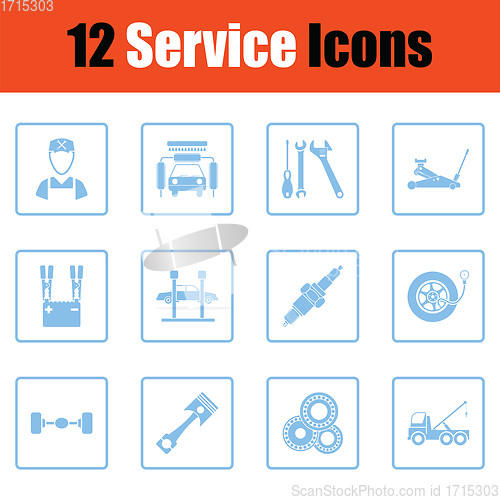 Image of Set of twelve Service station icons