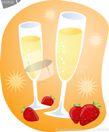 Image of Champagne and strawberries illustration