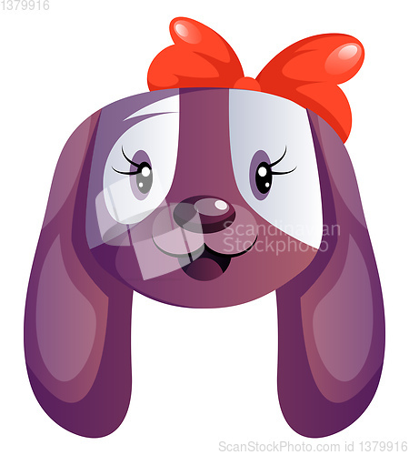 Image of Purple cartoon dog with red tie vector illustartion on white bac