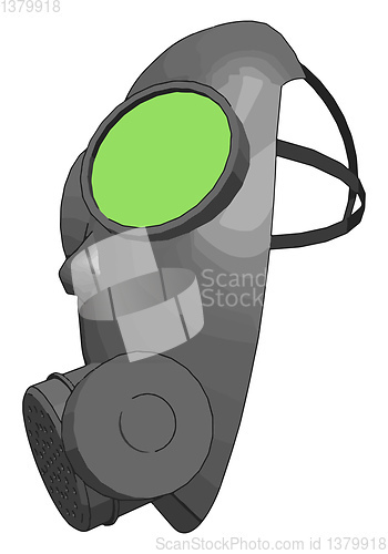 Image of Grey gas mask with green detailes vector illustration on white b