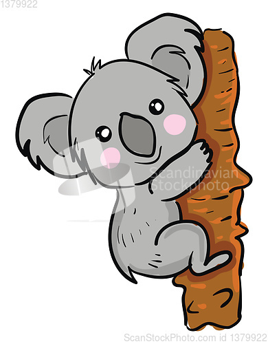 Image of Cartoon Koala on a tree vector or color illustration