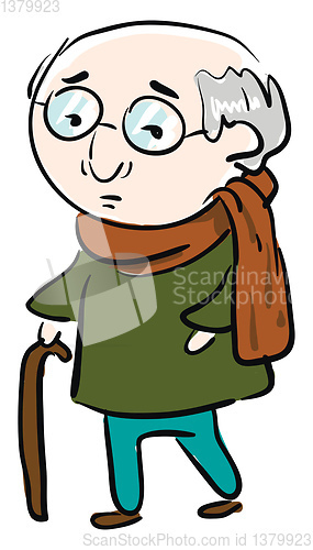 Image of Sad old man illustration vector on white background 