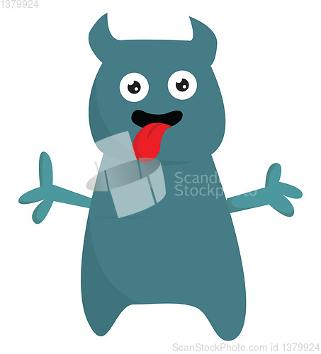 Image of Cartoon funny monster with tongue hanging out vector or color il