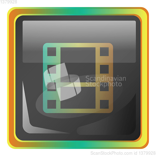 Image of Video gallery grey square vector icon illustration with yellow a