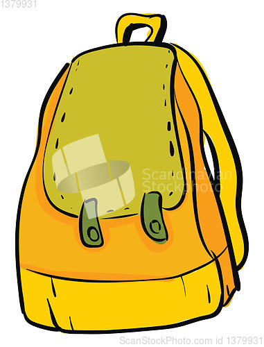 Image of Yellow school backpack vector illustration on white background 