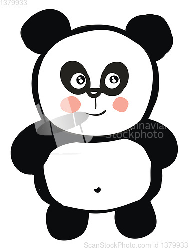 Image of Cute black and white panda smiling vector illustration on white 