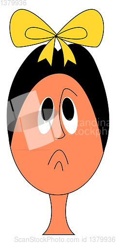 Image of Cartoon picture of the face of a sad child in a yellow bow-clip 