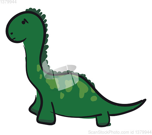 Image of A sad green dinosaur vector or color illustration