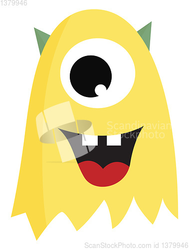 Image of Yellow monster with one eye and horns print vector on white back