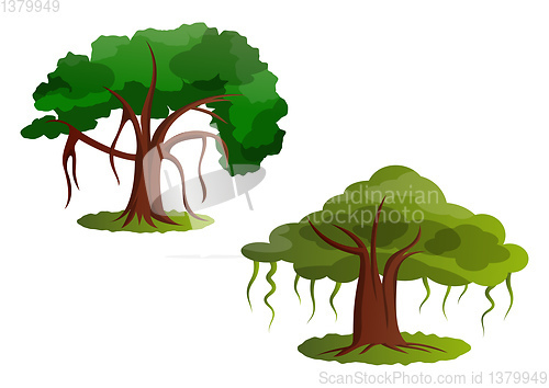 Image of Couple of green trees vector illustration on white background