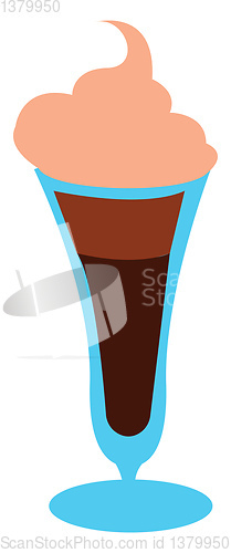 Image of Glass of cold coffee with ice cream vector or color illustration