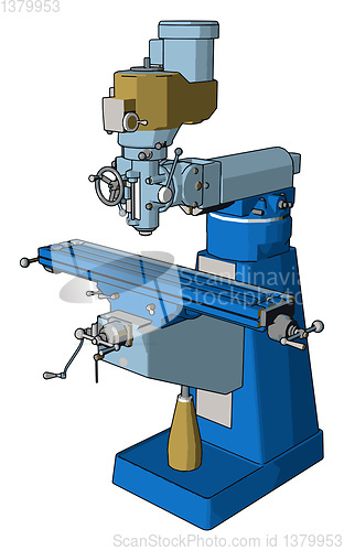 Image of Blue drill press vector illustration on white background