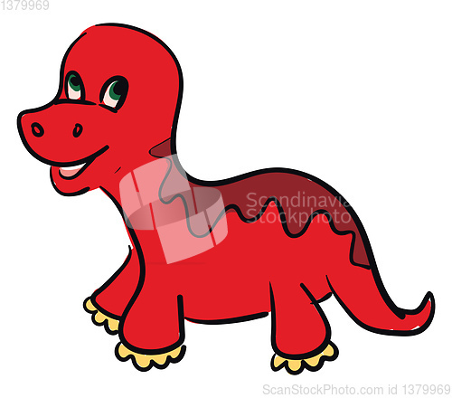 Image of A red dinosaur vector or color illustration