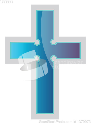 Image of Blue Episcopal Cross vector religion illustration on a white bac