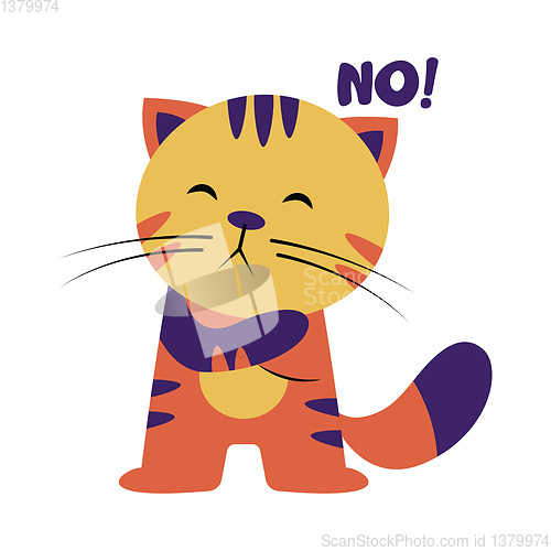 Image of Colorful cat saying No vector illustration on a white background
