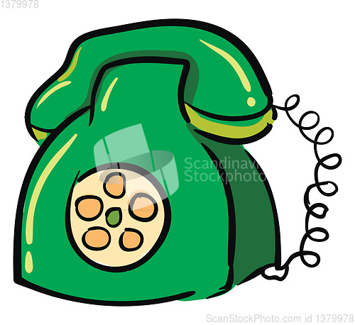 Image of Green rotary dial phone illustration vector on white background