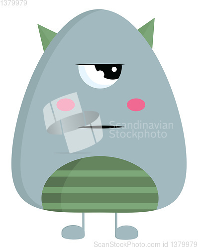 Image of A 1 eyed angry blue monster, vector color illustration.