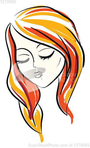 Image of Girl closed eyes, vector or color illustration.