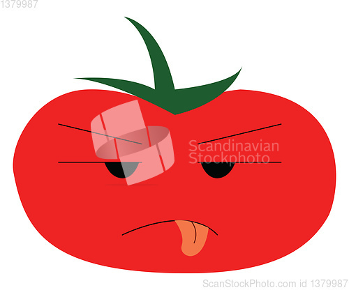 Image of A sad tomato fruit vector or color illustration