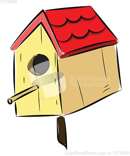 Image of Image of bird house, vector or color illustration.