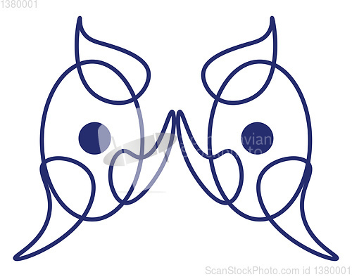Image of Blue mask with eyebrows vector or color illustration