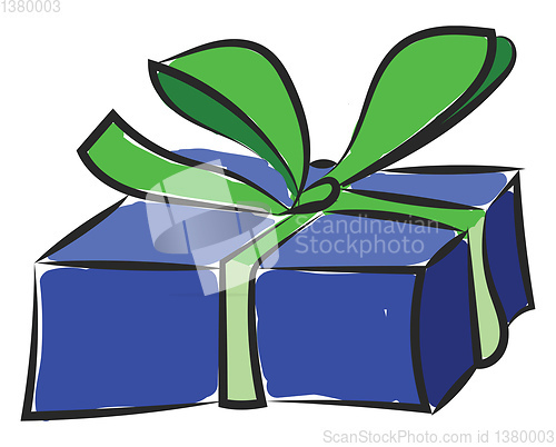 Image of Portrait of a blue gift box vector or color illustration