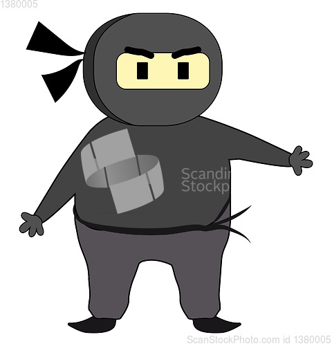 Image of A ninja fighter in grey vector or color illustration
