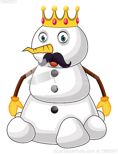 Image of Snowman the king illustration vector on white background