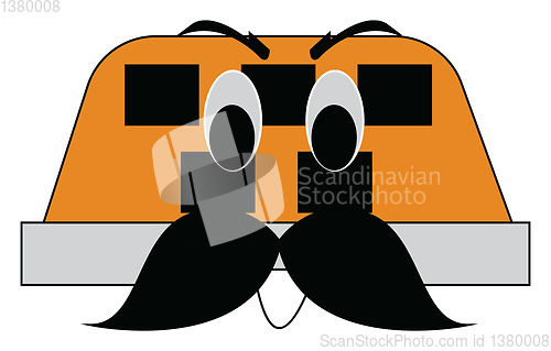 Image of Cartoon of a black and yellow taxi sign with mustash vector illu