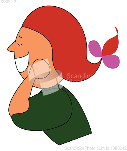 Image of Clipart of the profile of a little girl set on isolated white ba