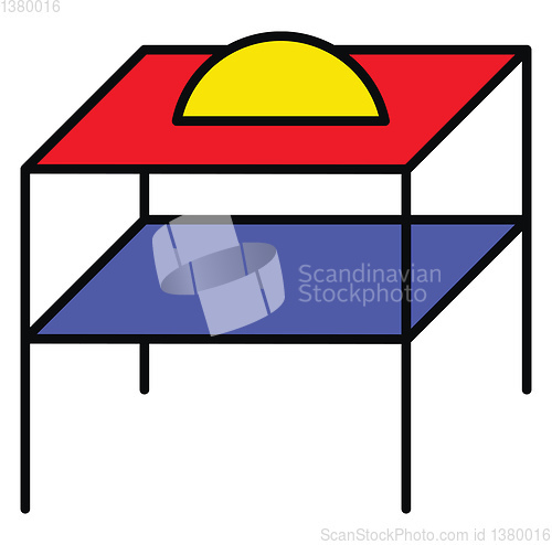 Image of An item of furniture with a flat top two rows and four legs used