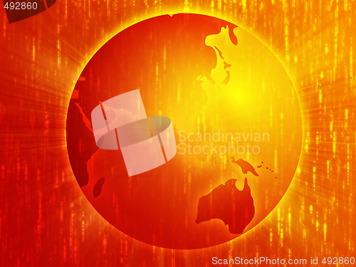 Image of Map of Asia on globe  illustration