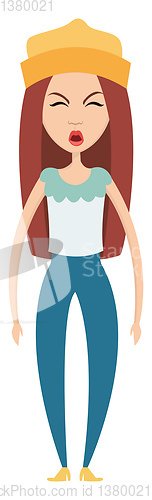 Image of Girl with yellow hat illustration vector on white background