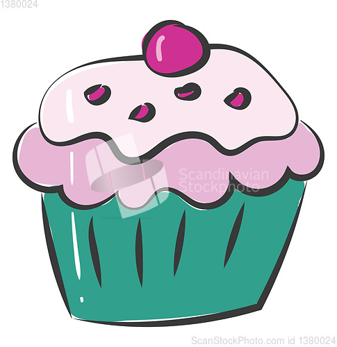 Image of Cupcake with brooch vector or color illustration