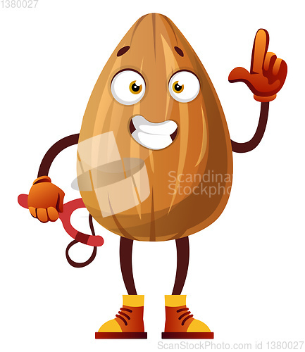 Image of Almond is being naughty with a sling in his hands, illustration,