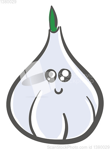 Image of Image of cute garlic, vector or color illustration.