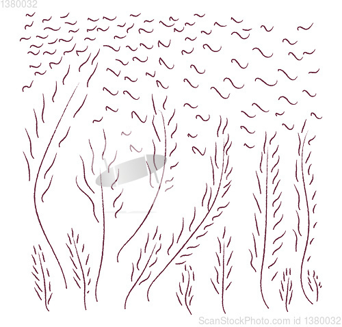 Image of Landscape of harvest field vector or color illustration