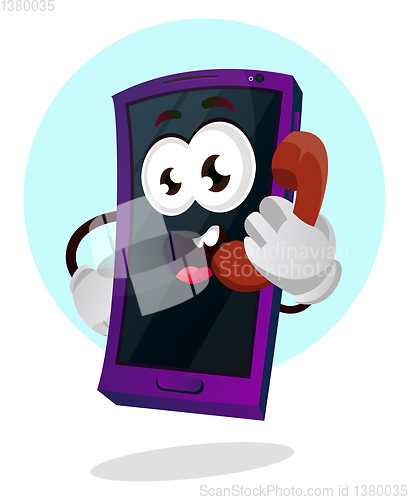 Image of Mobile emoji talking on the phone illustration vector on white b